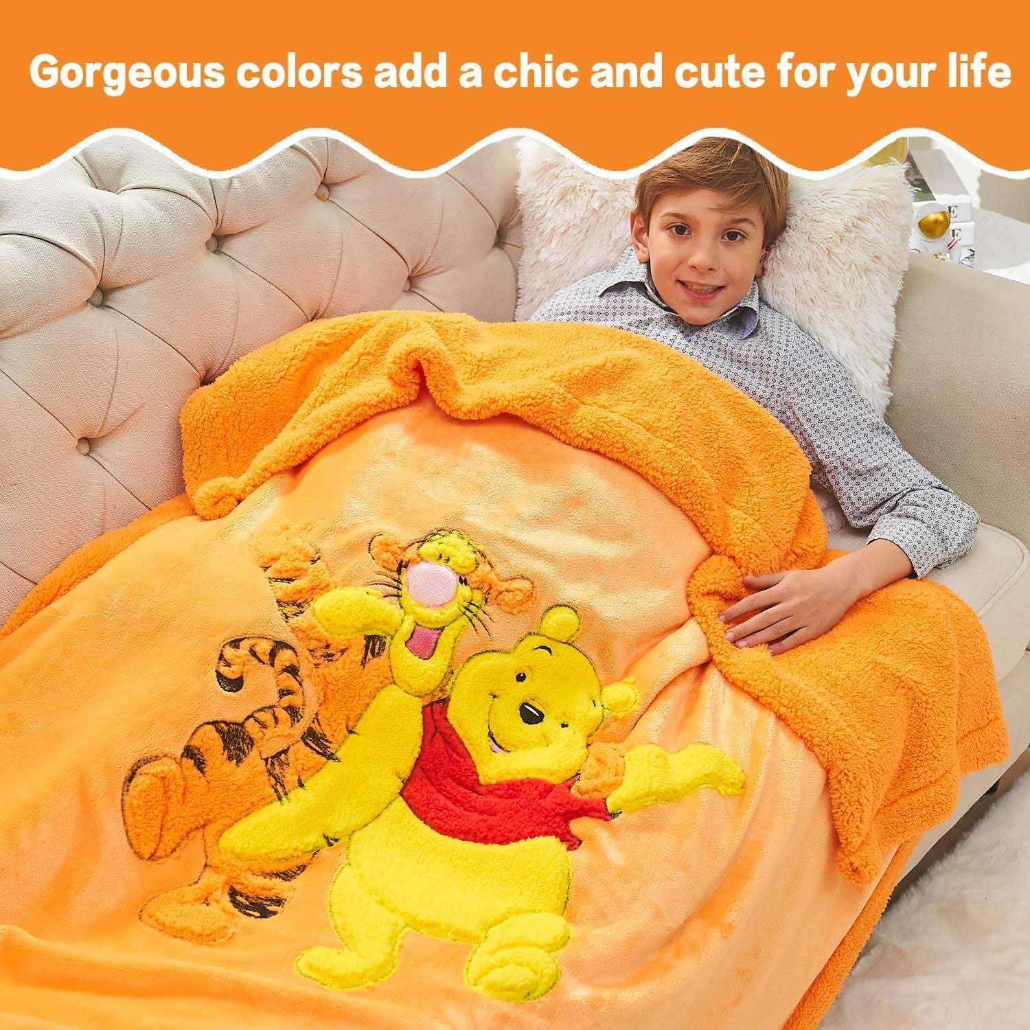 XTHHOA Kids Blanket 3D Cartoon Embroidered Sherpa Blanket Plush Warm for Boys Girls - Image 4