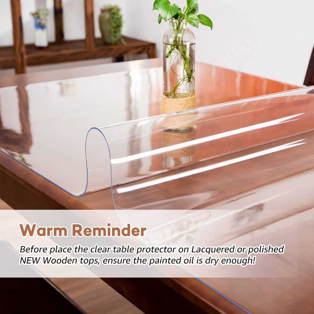 RostiKong Clear Plastic Table Protector Dining Table Cover PVC Vinyl Tablecloth Desk Pad - Image 2