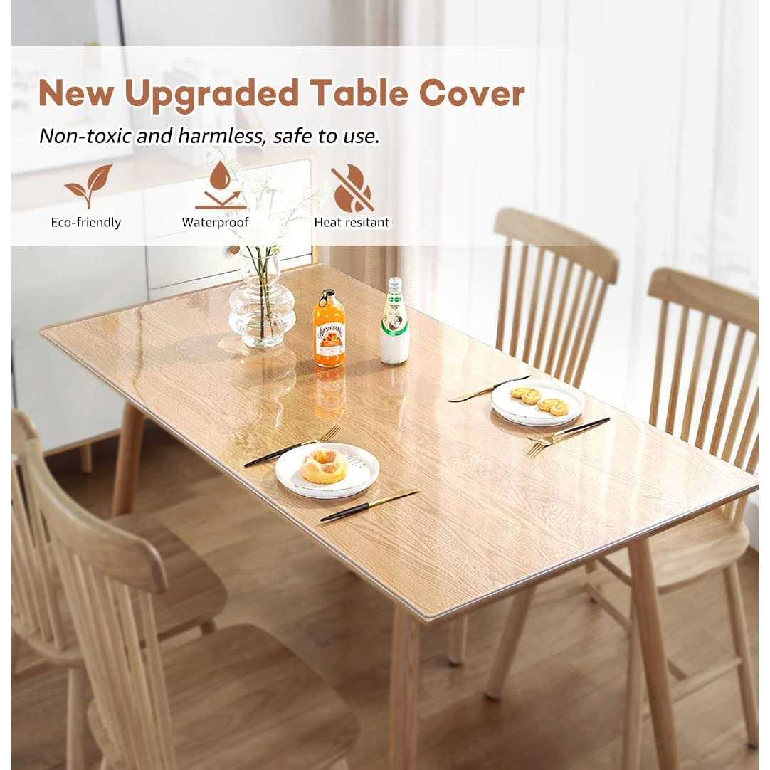 RostiKong Clear Plastic Table Protector Dining Table Cover PVC Vinyl Tablecloth Desk Pad - Image 3