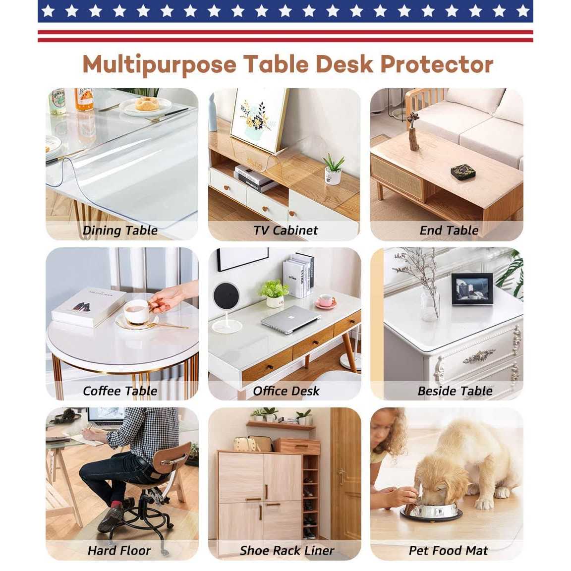 RostiKong Clear Plastic Table Protector Dining Table Cover PVC Vinyl Tablecloth Desk Pad - Image 4