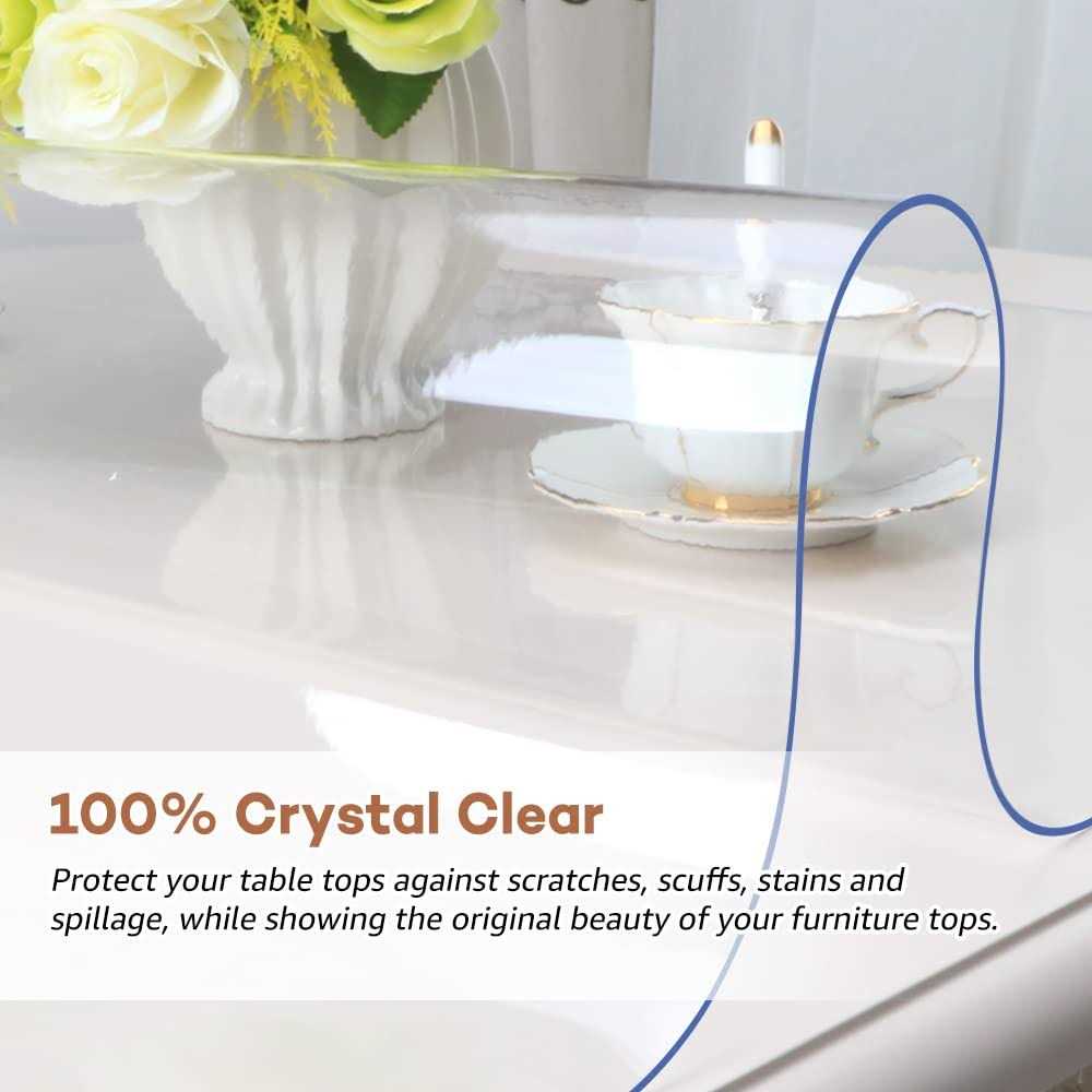 RostiKong Clear Plastic Table Protector Dining Table Cover PVC Vinyl Tablecloth Desk Pad - Image 5