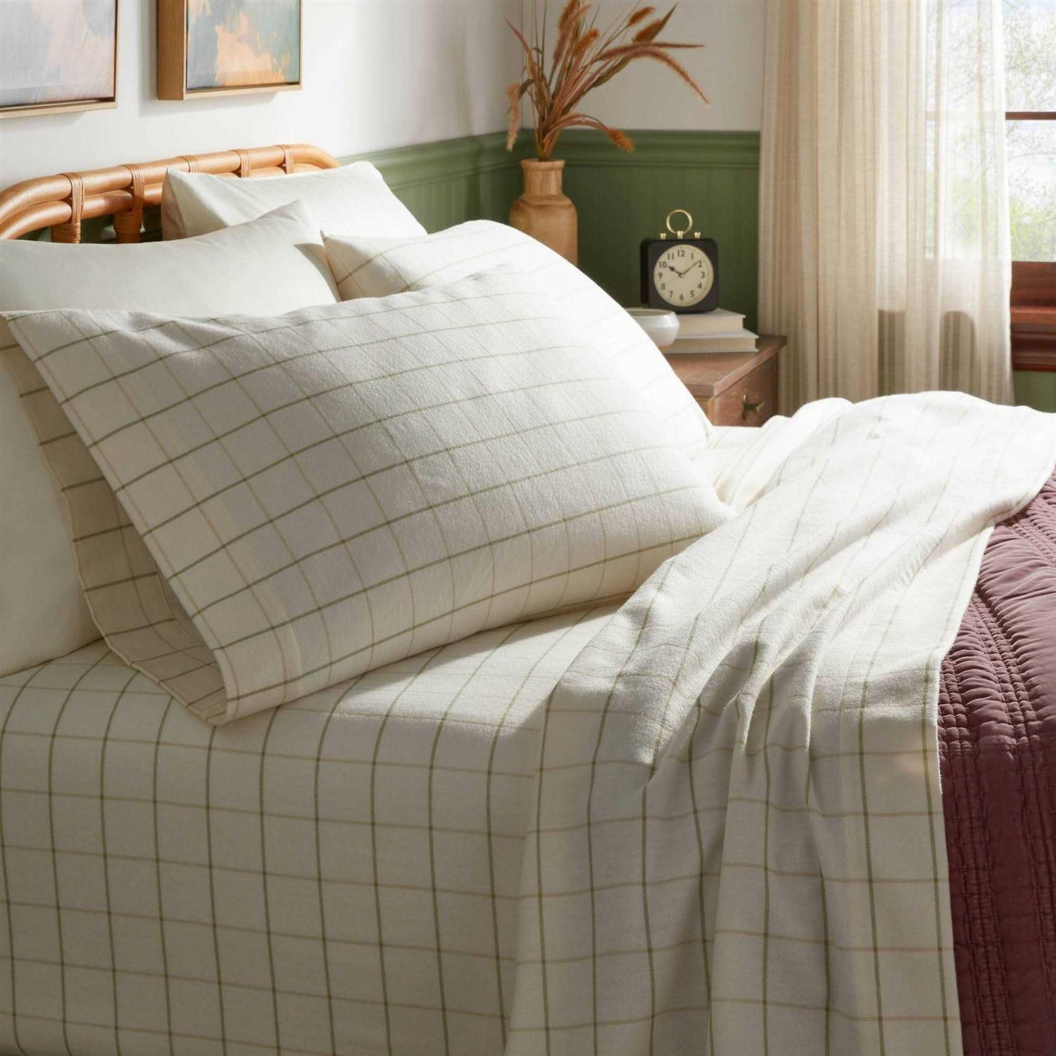 Threshold Flannel Sheet Set Ivory Windowpane - Image 2