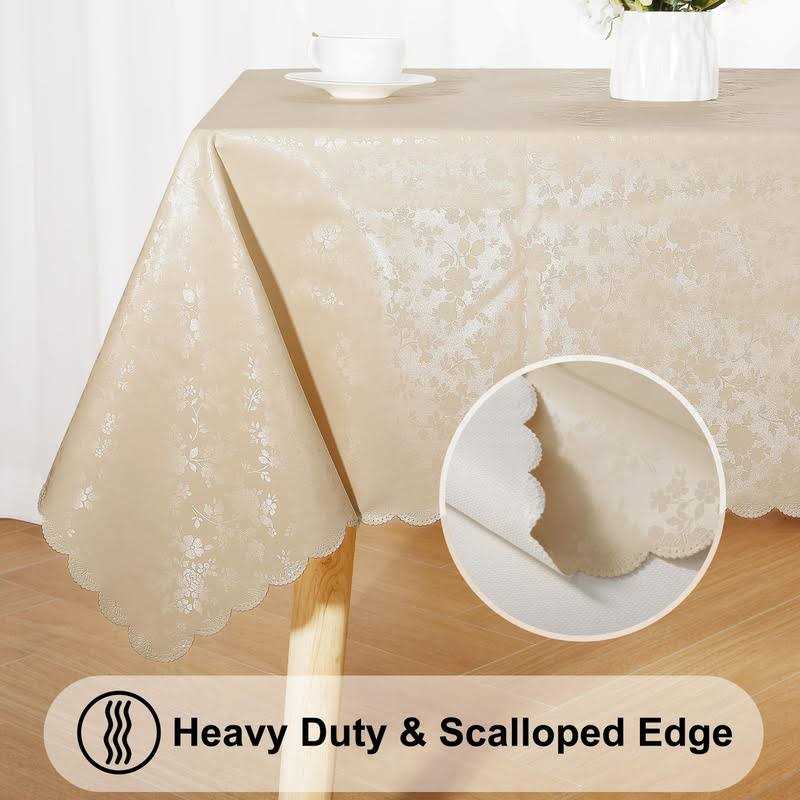 smiry Waterproof Vinyl Tablecloth Rectangle Heavy Duty Table Cloth Wipeable Table Cover for Kitchen and Dining Room - Image 2