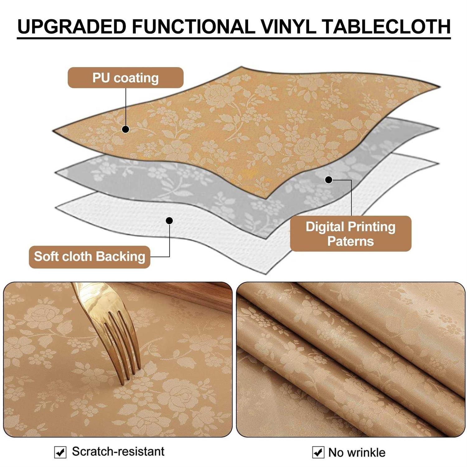 smiry Waterproof Vinyl Tablecloth Rectangle Heavy Duty Table Cloth Wipeable Table Cover for Kitchen and Dining Room - Image 4