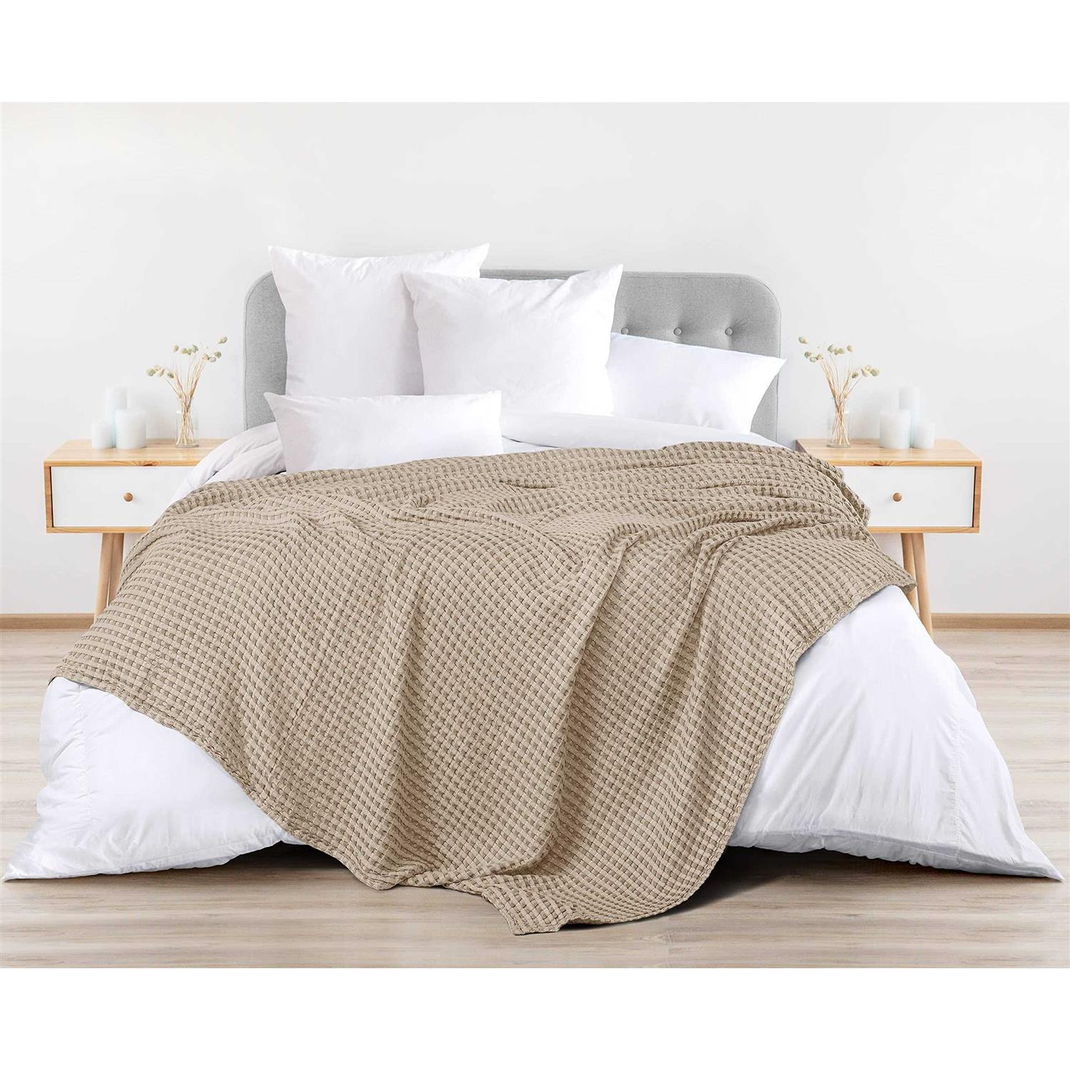 Utopia Bedding Cotton Waffle Blanket 300 GSM Soft Lightweight Breathable Bed Blanket - Image 2