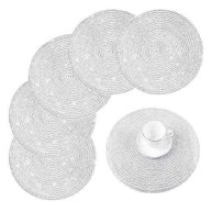 SHACOS Round Braided Placemats Set of 6 Round Table Mats 15 inch Washable for Holiday Party