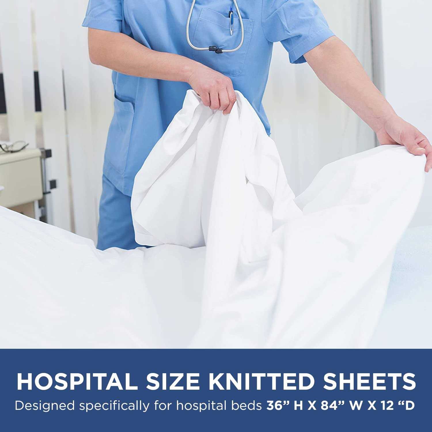 Shopbedding Fitted Hospital Bed Sheets Soft Knitted Jersey Sheet 36” x 84” x 12” - Image 4
