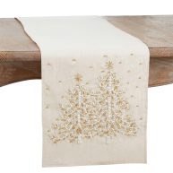 Saro Lifestyle Embroidered Christmas Tree Table Runner