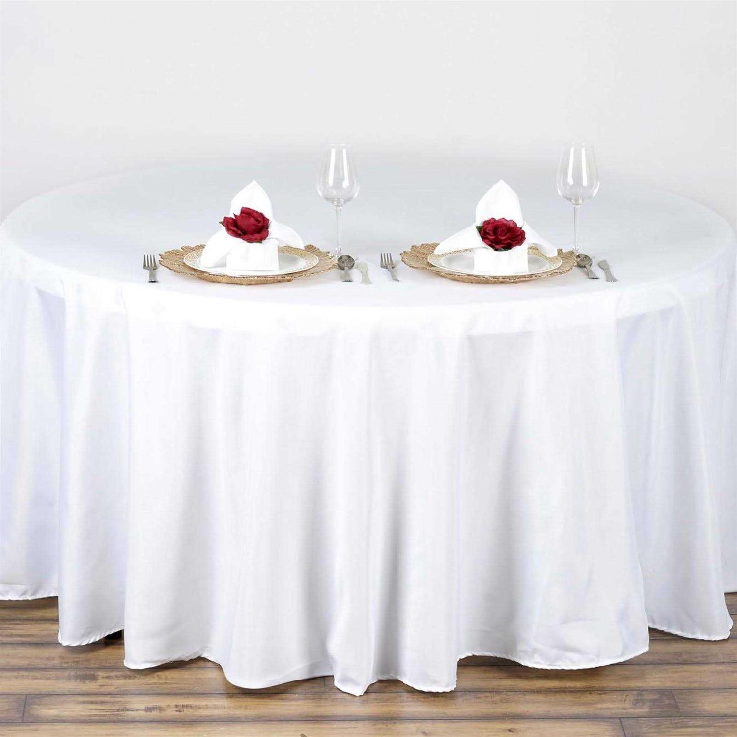 Tableclothsfactory Round Tablecloth Linens Polyester Table Cloth, Stain And Wrinkle Resistant Washable Table Cover for Wedding