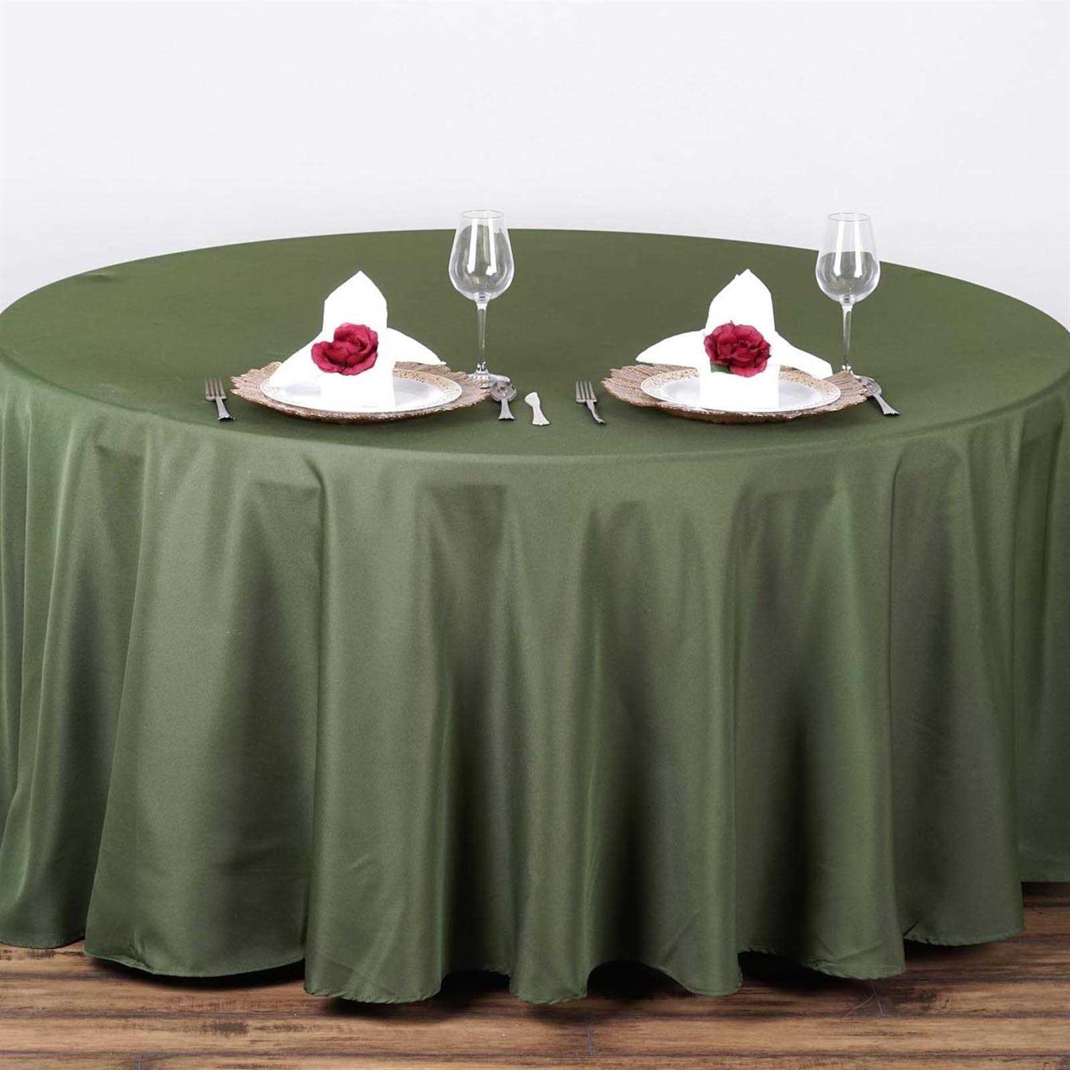Tableclothsfactory Round Tablecloth Linens Polyester Table Cloth, Stain And Wrinkle Resistant Washable Table Cover for Wedding