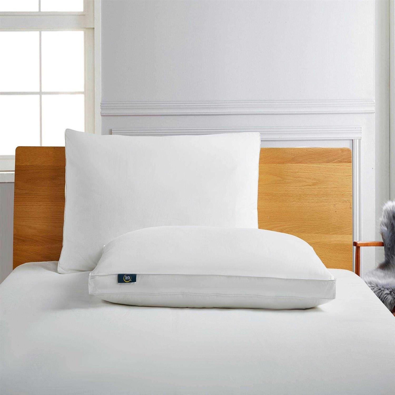 Serta White Goose Feather & Down Fiber Side Sleeper 2-Pack Pillow