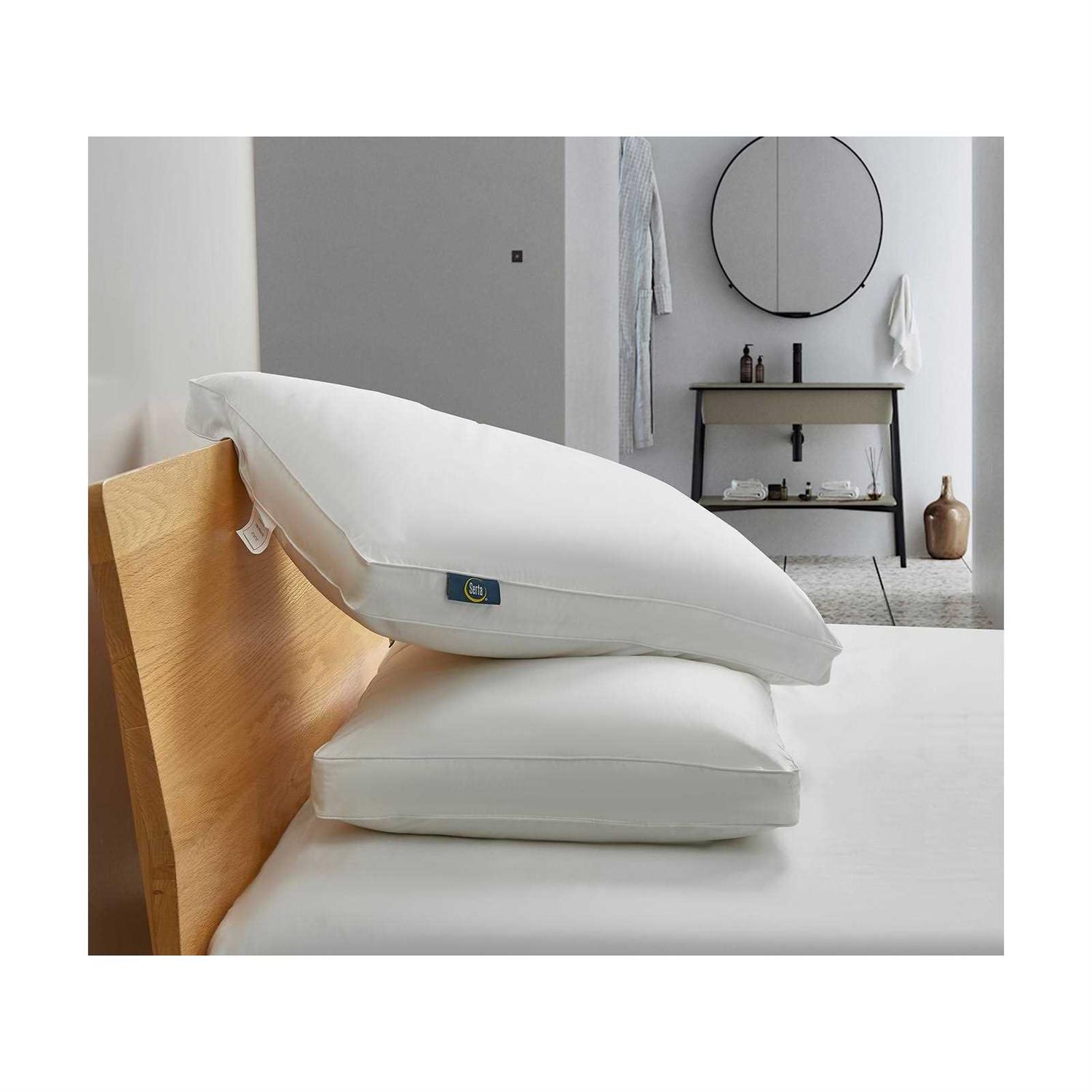 Serta White Goose Feather & Down Fiber Side Sleeper 2-Pack Pillow - Image 4