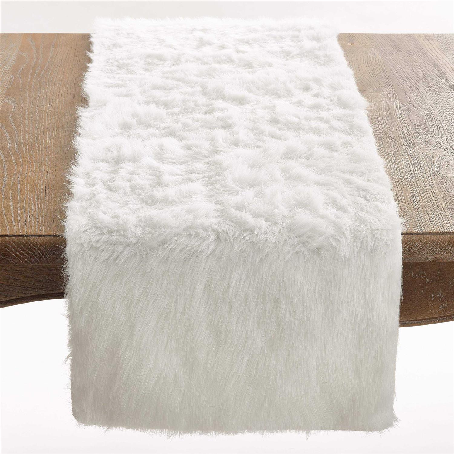 Saro Lifestyle Faux Fur Design Topper Table Runner