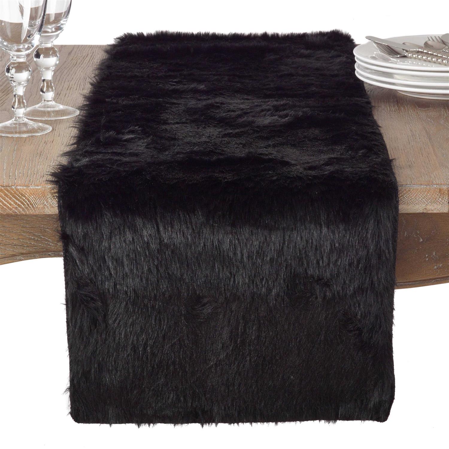 Saro Lifestyle Faux Fur Design Topper Table Runner - Image 2
