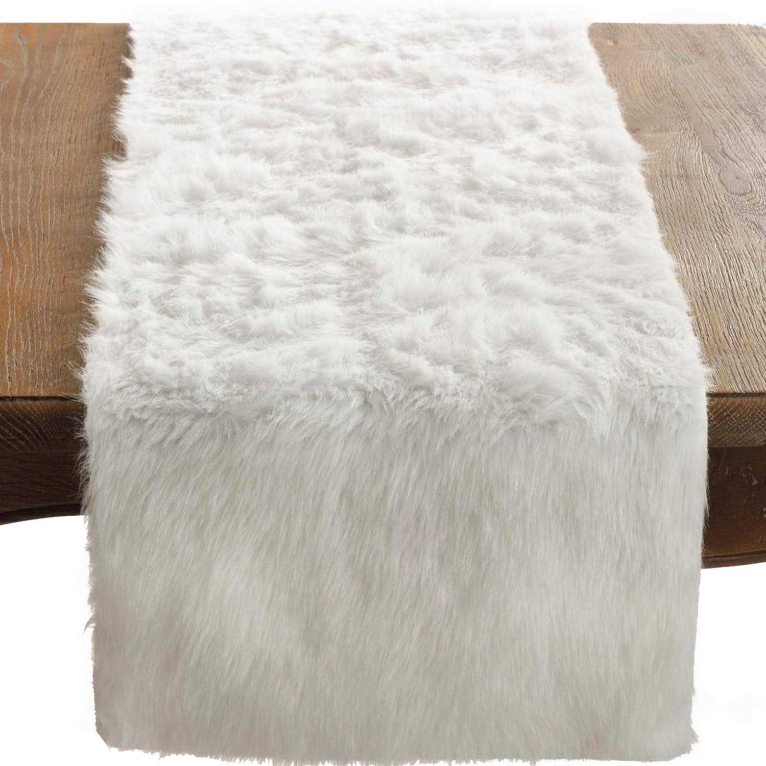 Saro Lifestyle Faux Fur Design Topper Table Runner