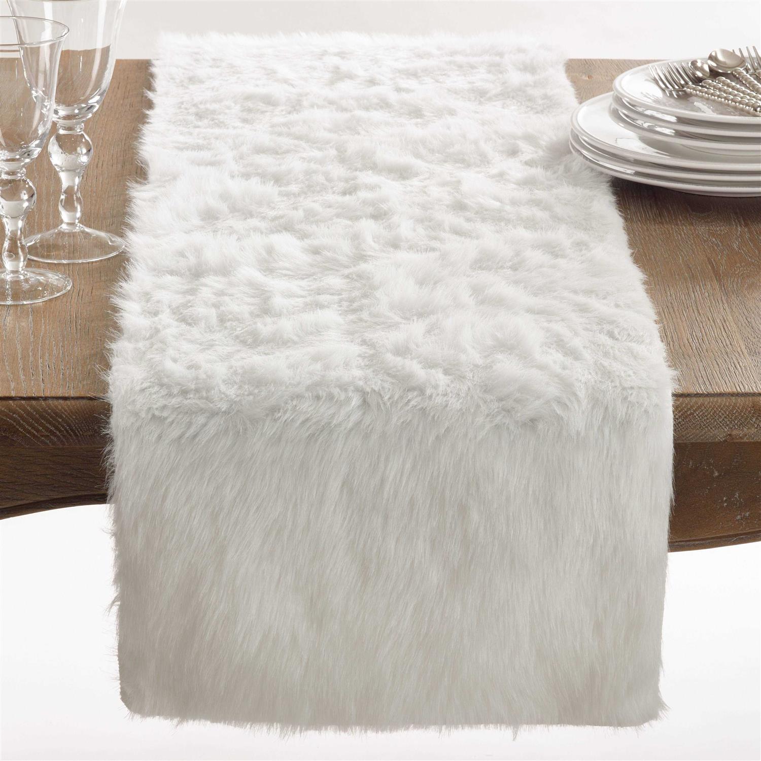 Saro Lifestyle Faux Fur Design Topper Table Runner - Image 3