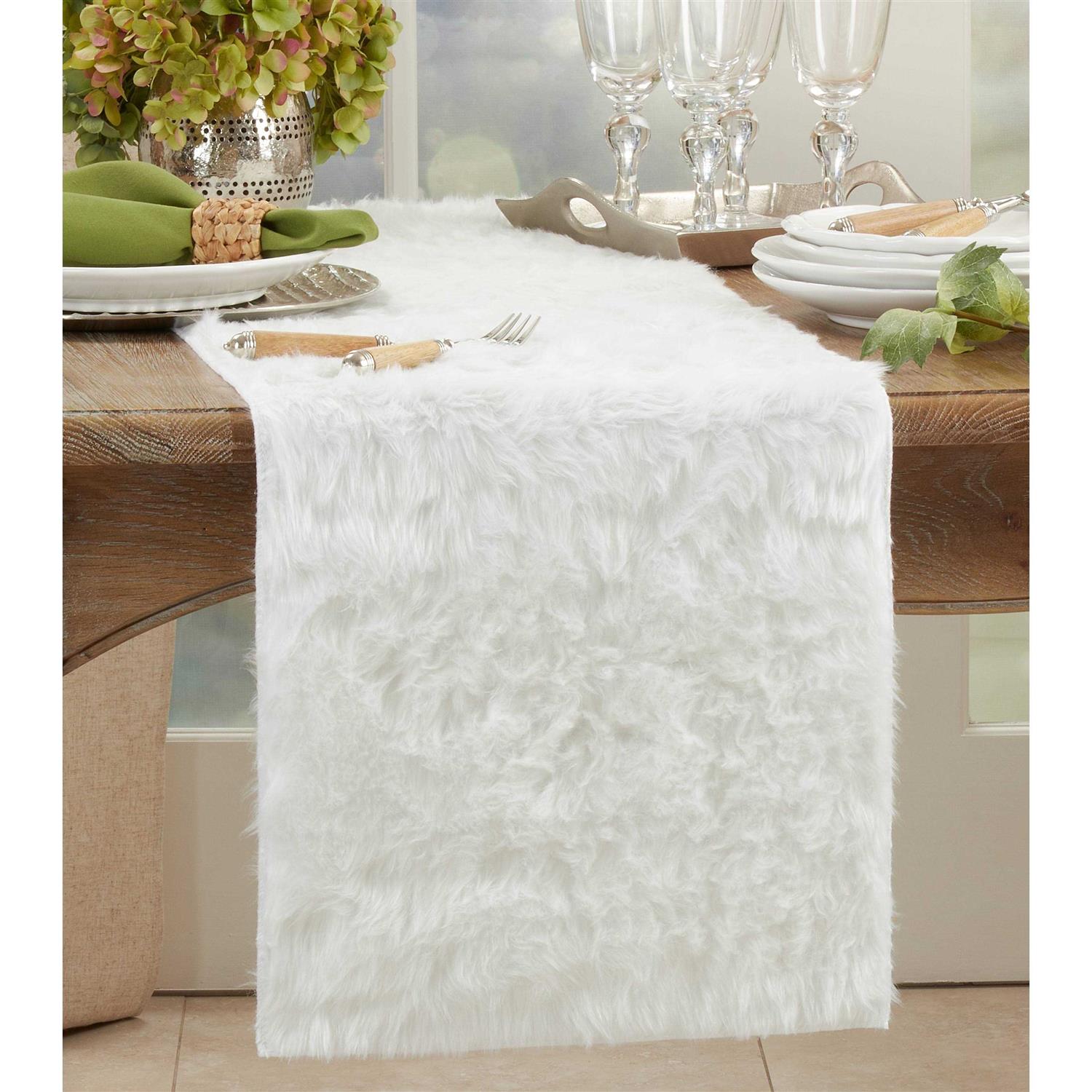 Saro Lifestyle Faux Fur Design Topper Table Runner - Image 5