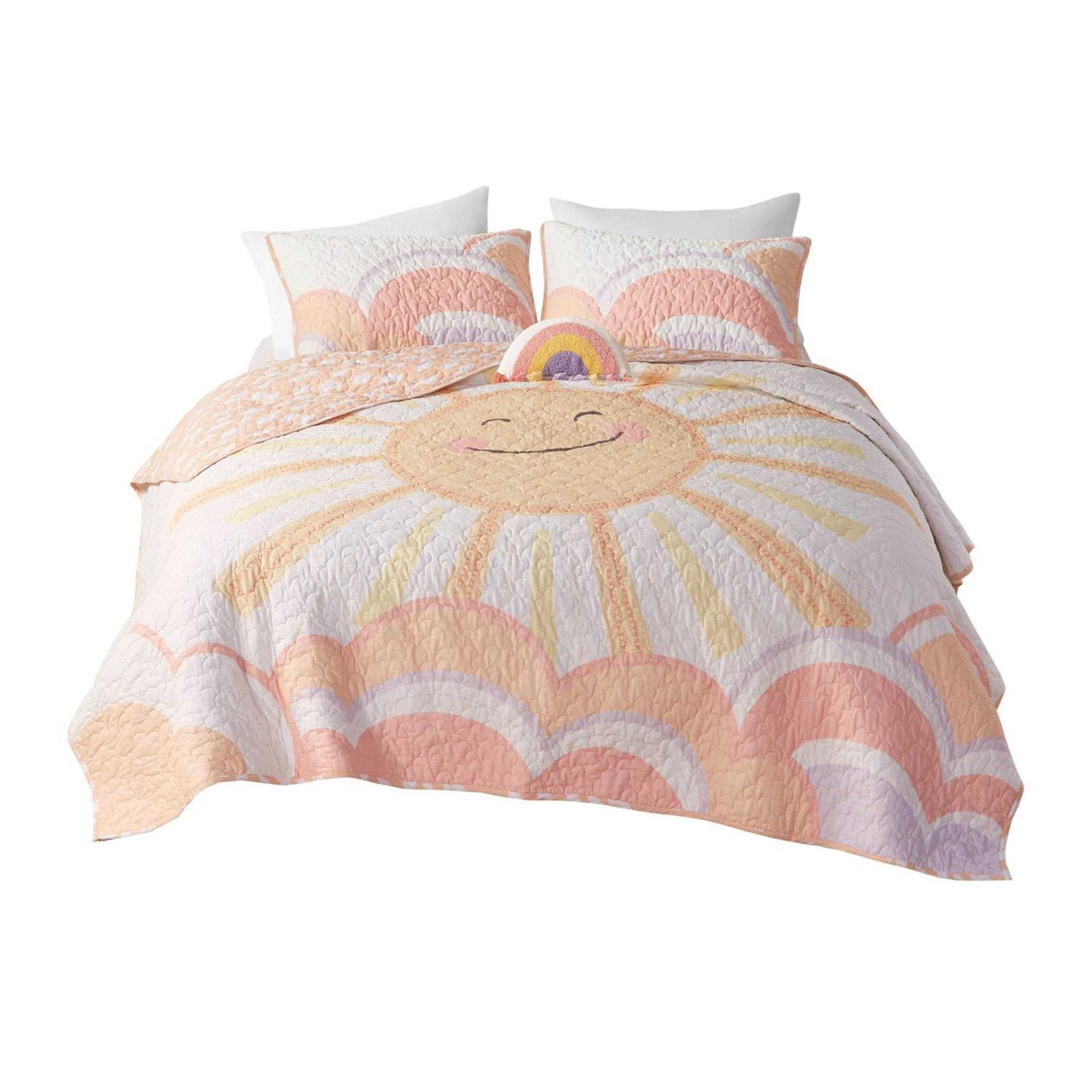 Urban Habitat Kids Dawn Reversible Sunshine Printed Cotton Quilt Set with Throw Pillow