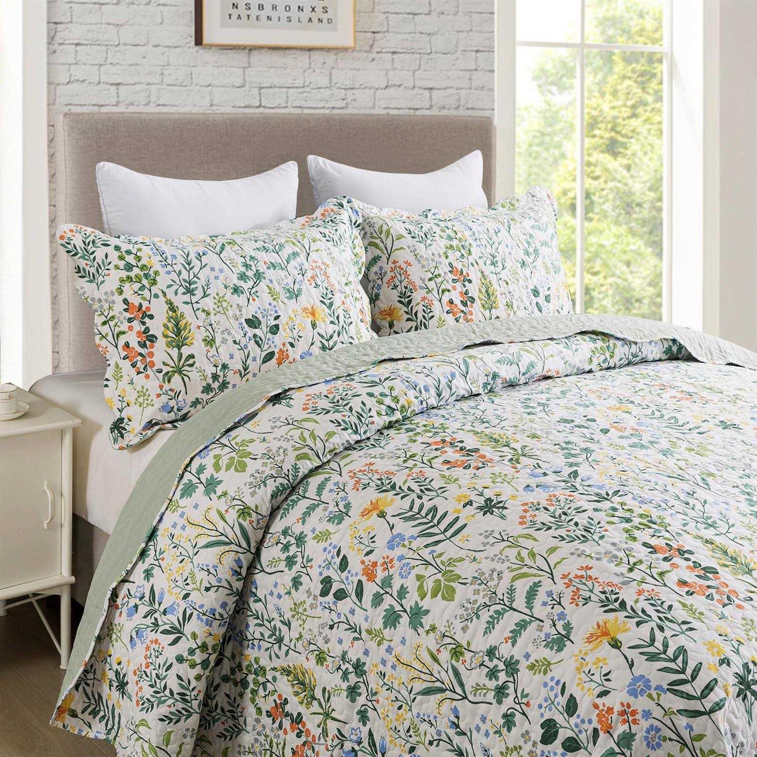 Travan 3-Piece Bedspread Quilt Set Oversized Reversible Quilted Bedding Cotton Coverlet Set with Shams - Image 2