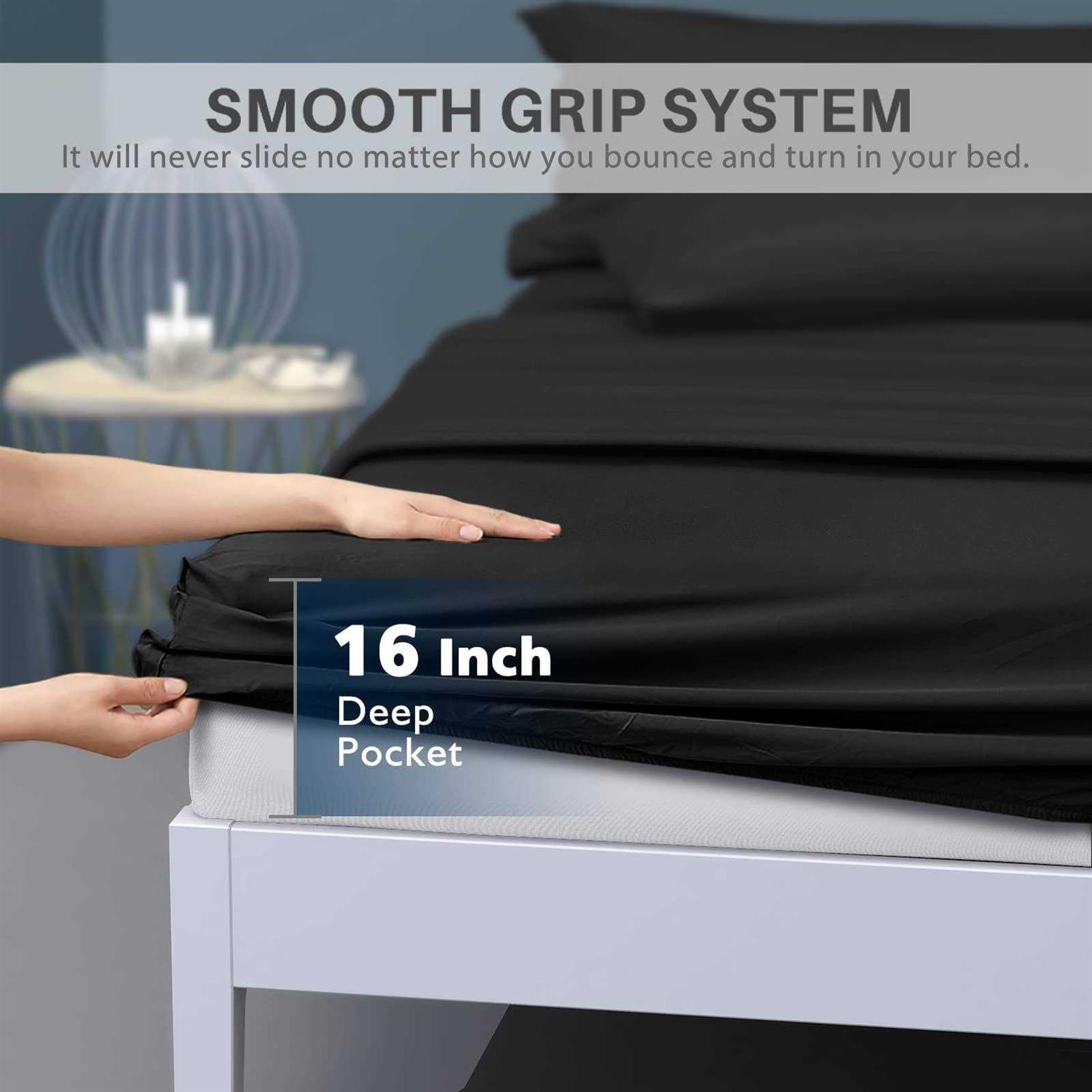 Secura Everyday Luxury Queen Bed Sheet Set 4 Piece Soft Microfiber 1800 Thread Count 16 Deep Pocket Sheet - Image 4