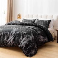Smoofy Marble Black Comforter Set Black Marble Pattern Printed Bed Set
