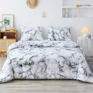 Smoofy Marble Black Comforter Set Black Marble Pattern Printed Bed Set