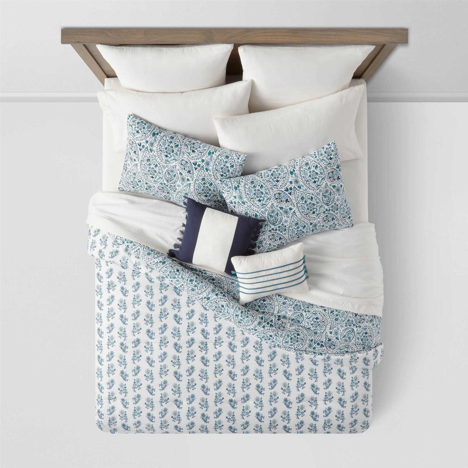 Threshold 12pc King Bancroft Reversible Paisley Print Comforter & Sheet Bedding Set B - Image 3