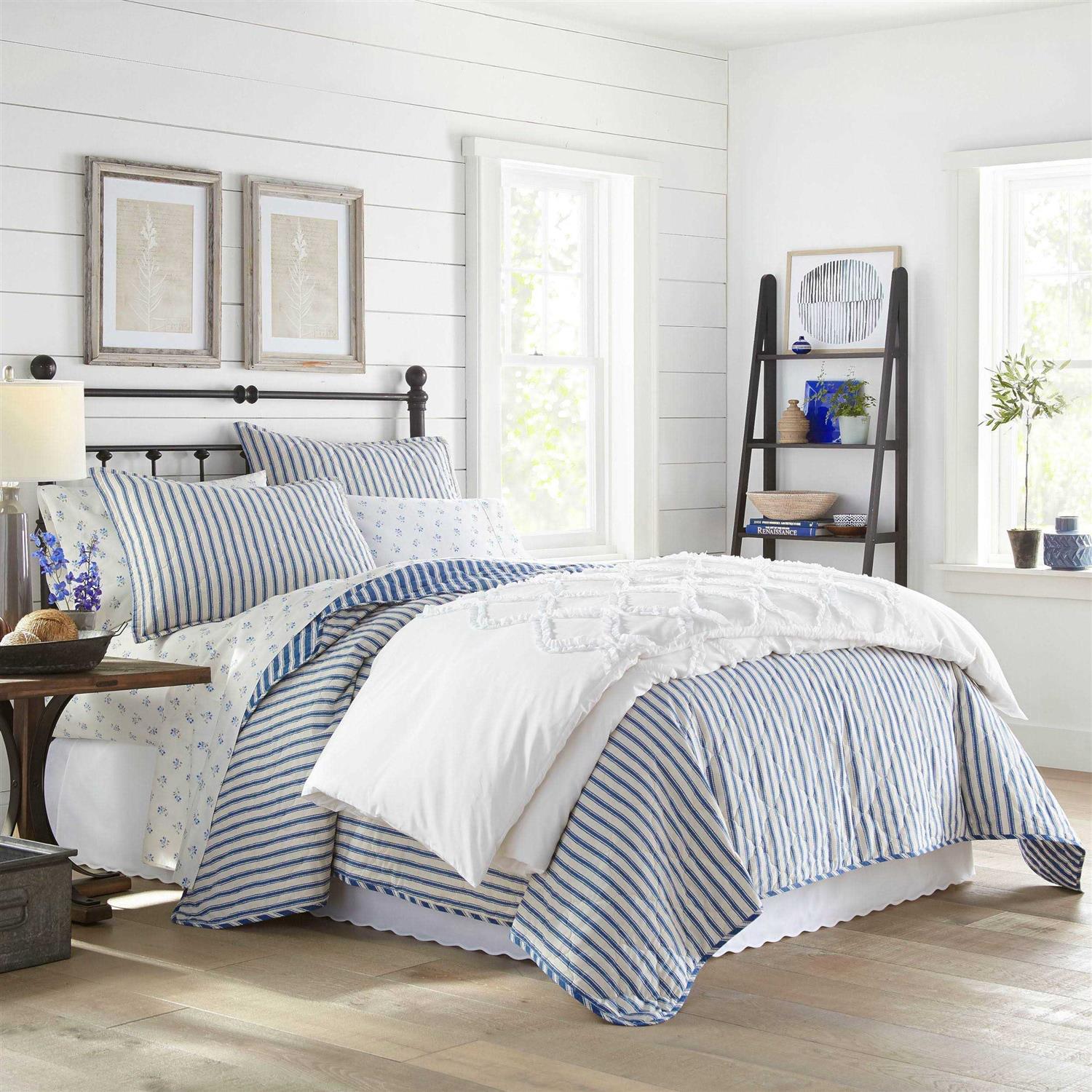 Stone Cottage Willow Way Ticking Stripe Quilt Set