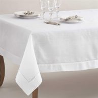 Saro Lifestyle SARO 6300.W70104B 70 x 104 in. Rectangle Classic Hemstitch Border Tablecloth