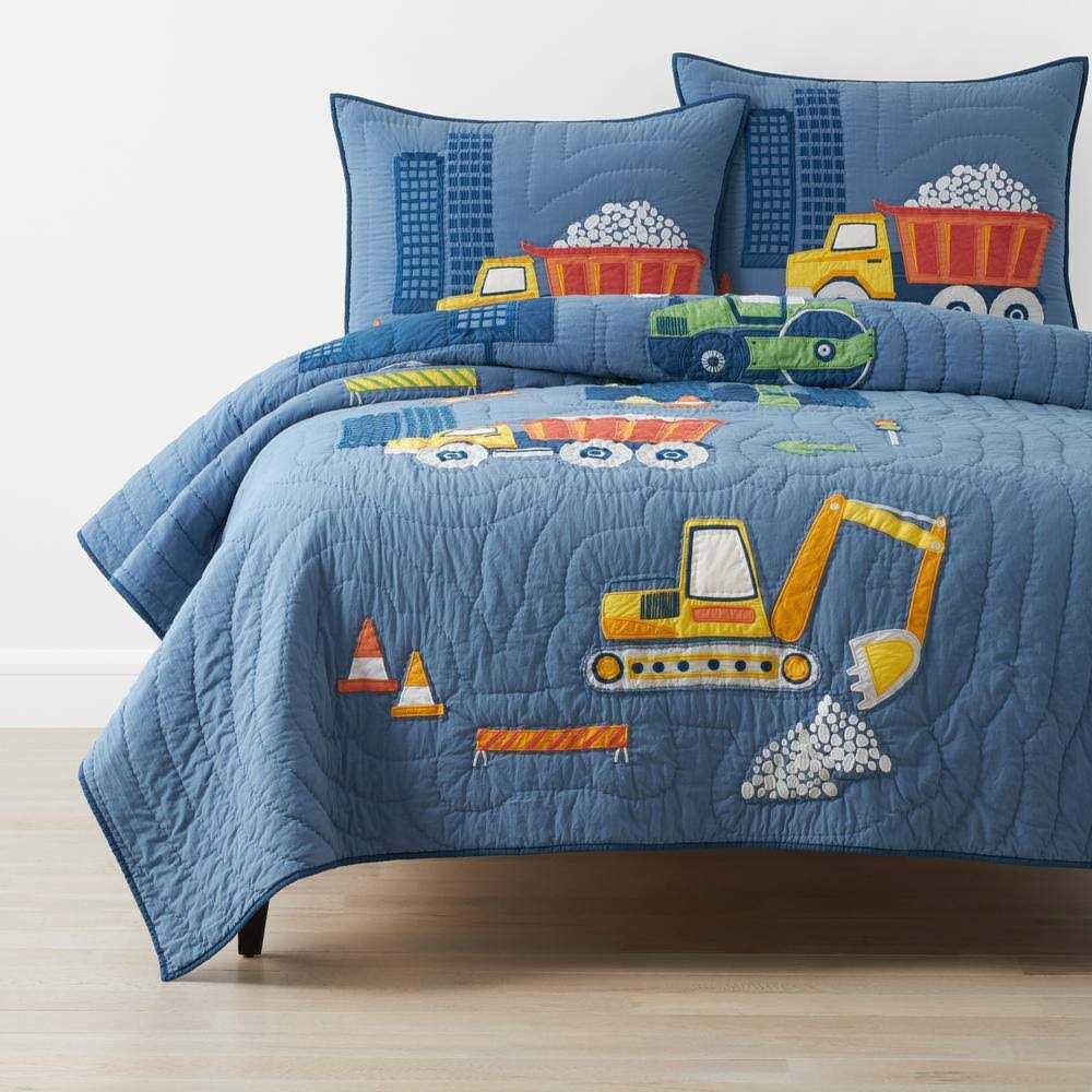 The Company Store Construction Trucks Quilt Blue/ Gray/ Multi