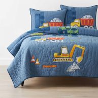 The Company Store Construction Trucks Quilt Blue/ Gray/ Multi