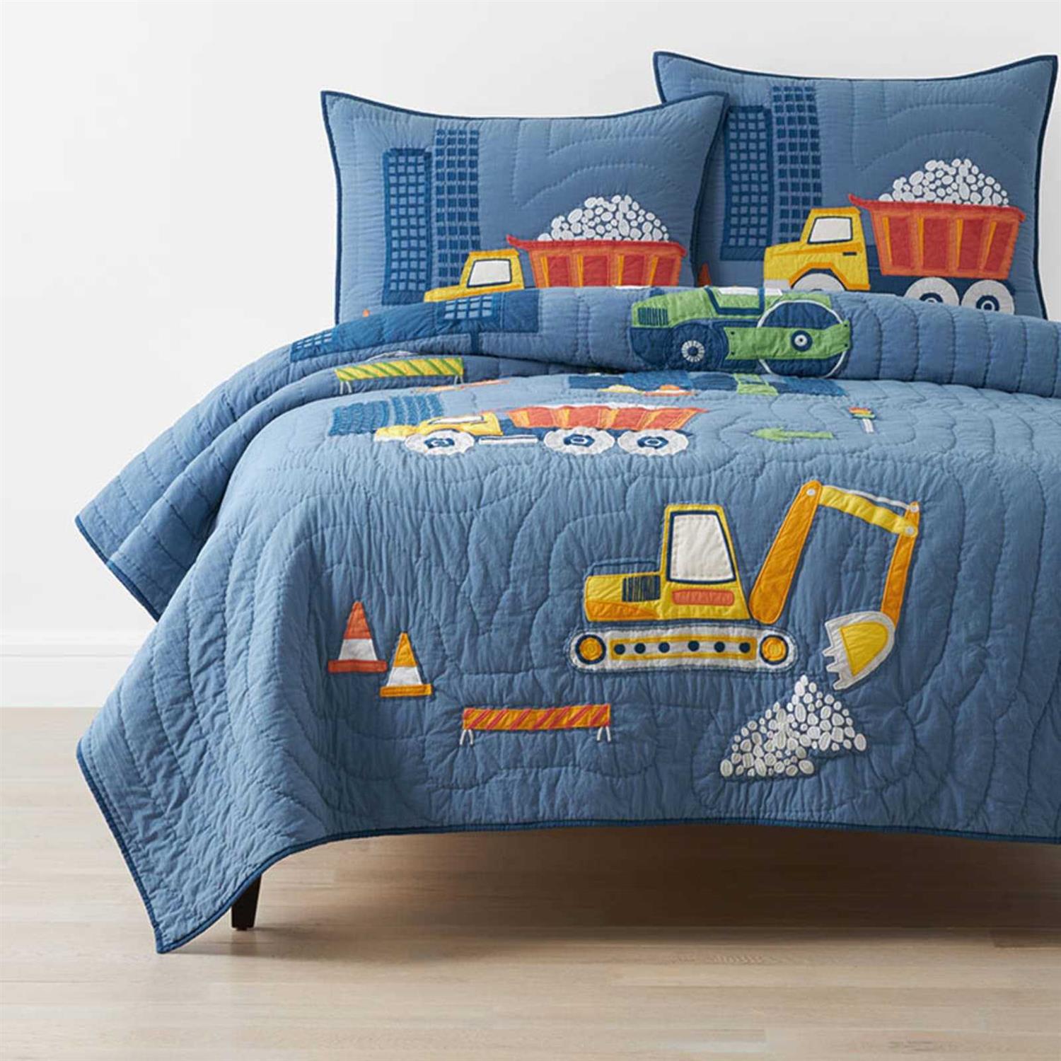 The Company Store Construction Trucks Quilt Blue/ Gray/ Multi