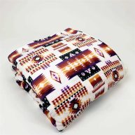 Sacred Thread Sherpa Fleece Blanket, Southwestern Aztec Queen Blanket, Native American Throw Blanket for Sofa, Couch and Bed