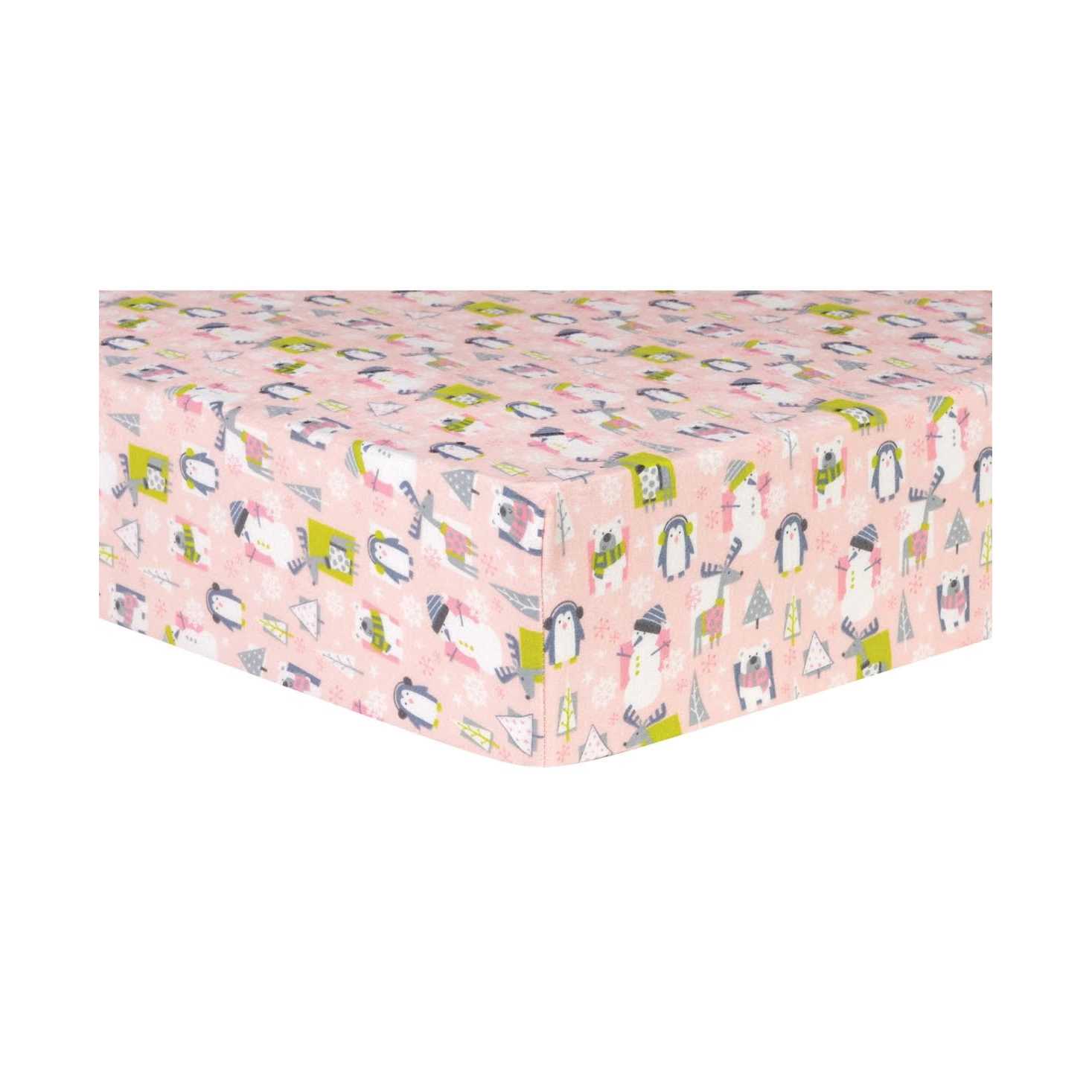 Trend Lab Snow Pals Blue Deluxe Flannel Fitted Crib Sheet - Image 3