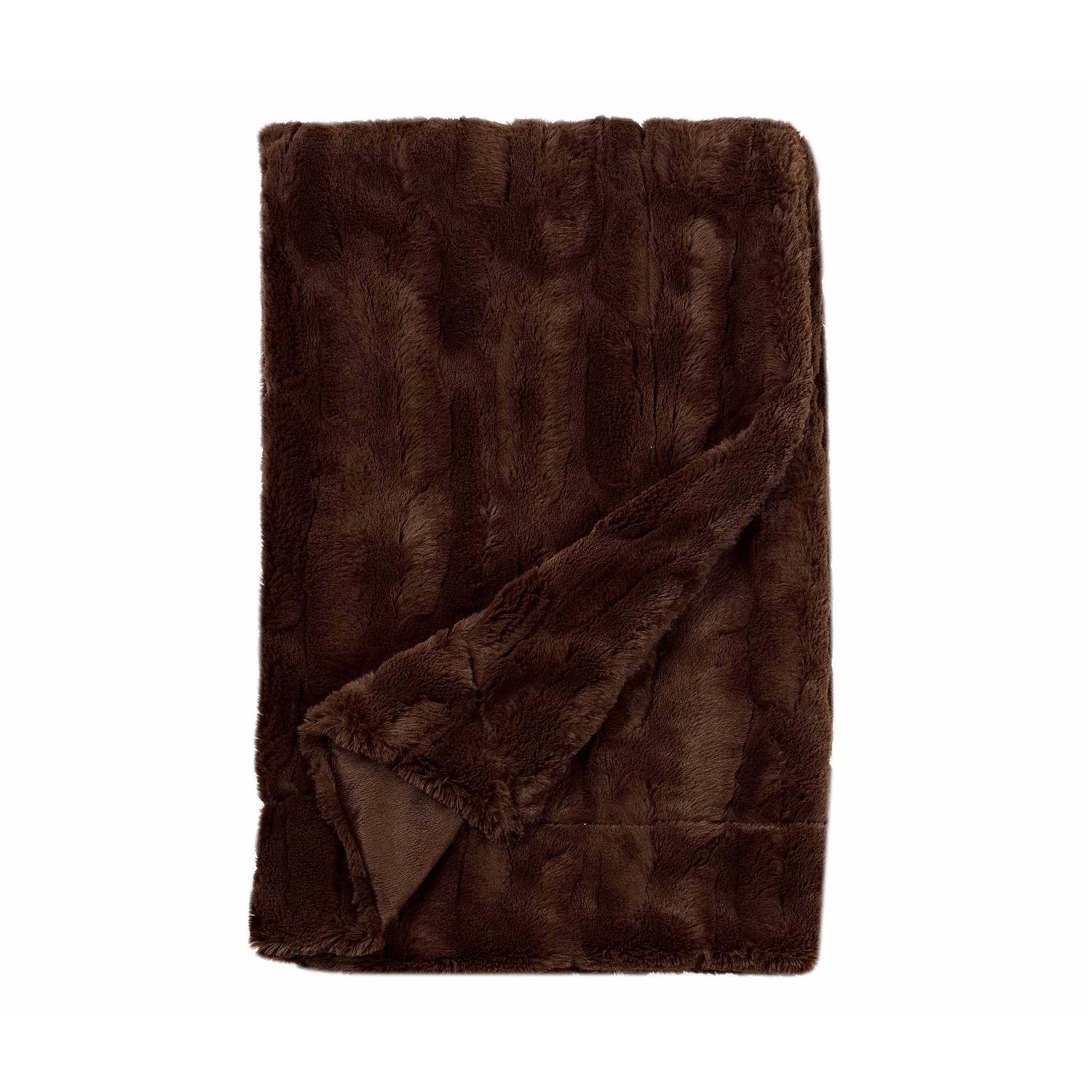 Swift Home Luxe Embossed Faux Fur Throw Blanket