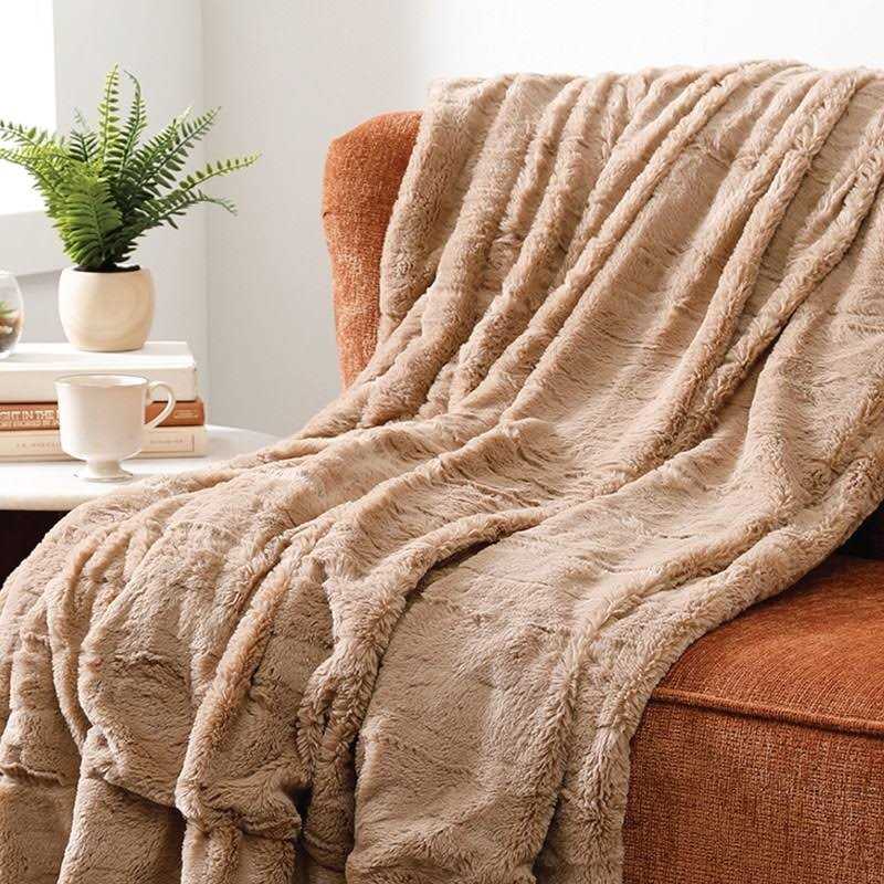 Swift Home Luxe Embossed Faux Fur Throw Blanket - Image 4