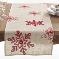 Saro Lifestyle 70197 16 x Embroidered Snowflakes Table Runner