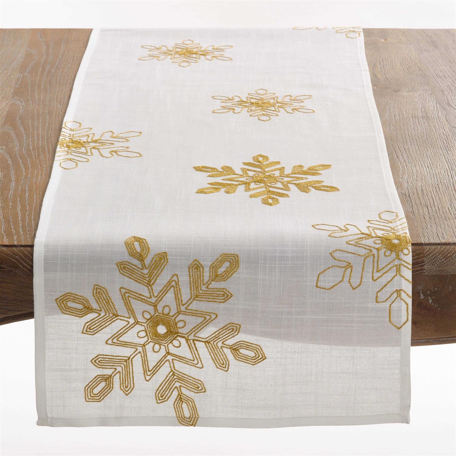 Saro Lifestyle 70197 16 x Embroidered Snowflakes Table Runner - Image 3