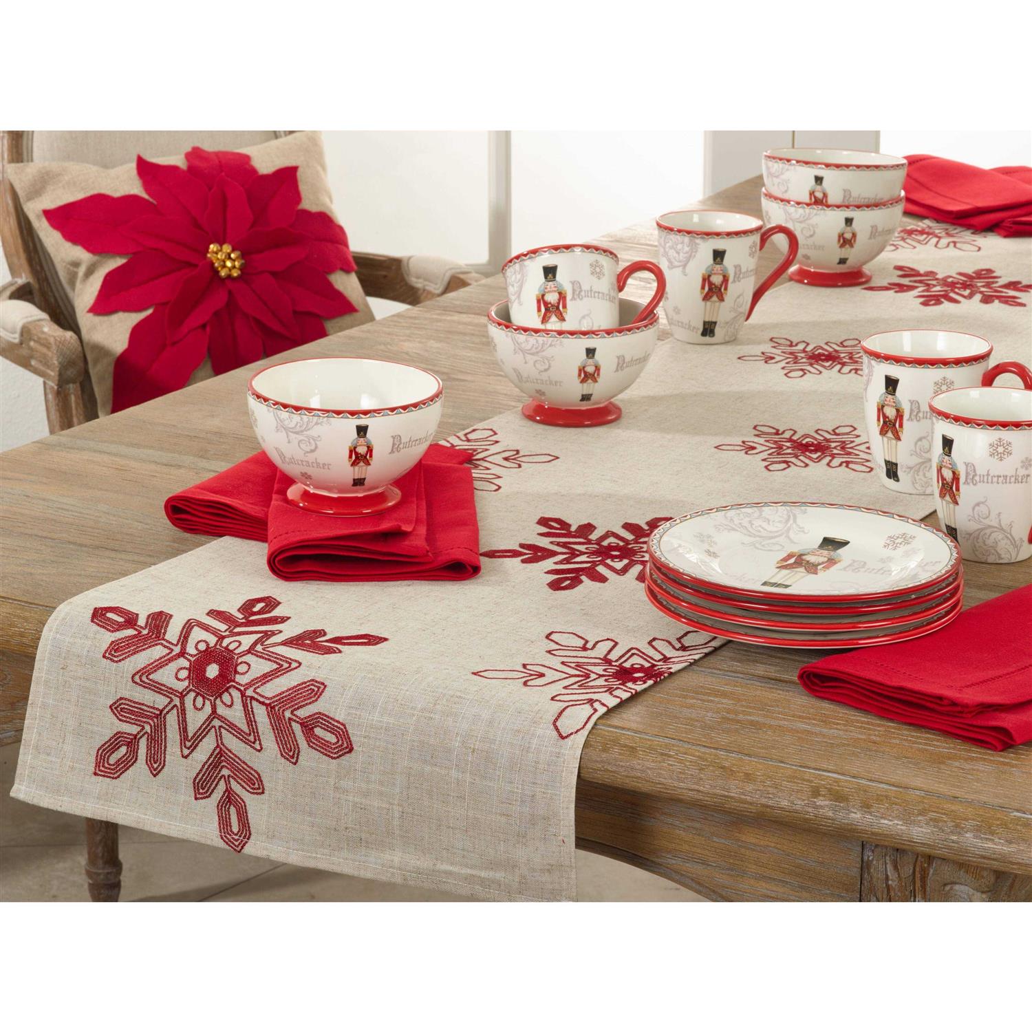 Saro Lifestyle 70197 16 x Embroidered Snowflakes Table Runner - Image 4