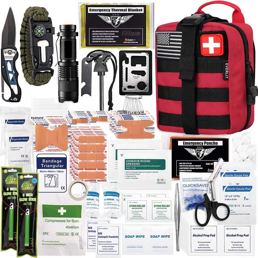 Everlit 250 Pieces Survival First Aid Kit Ifak EMT Molle Pouch Survival Kit Outdoor Gear Emergency Kits Trauma Bag for Camping Boat Hunting Hiking