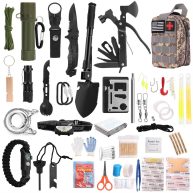Survival Kits,218pcs Professional Survival Gear Tools and Water Filter Equipment with Tactical Molle Pouch for Outdoor Camping