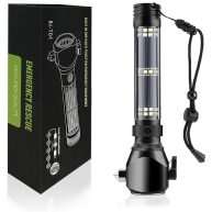 Serjur 8 in 1 Multi Function Flash Light,USB Rechargeable Solar Powered Flashlight with Glass Breaker,Seatbelt Cutter,Alarm and Phone Charger