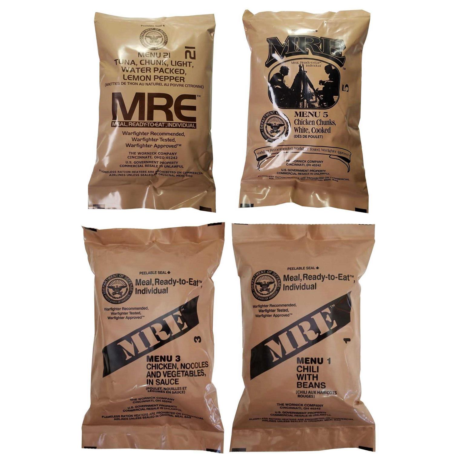 ULTIMATE MRE Pack Date Printed on Every Meal Meal-Ready-To-Eat. Inspected Certified by Western Frontier. Genuine Mil Surplus. 4-Pack