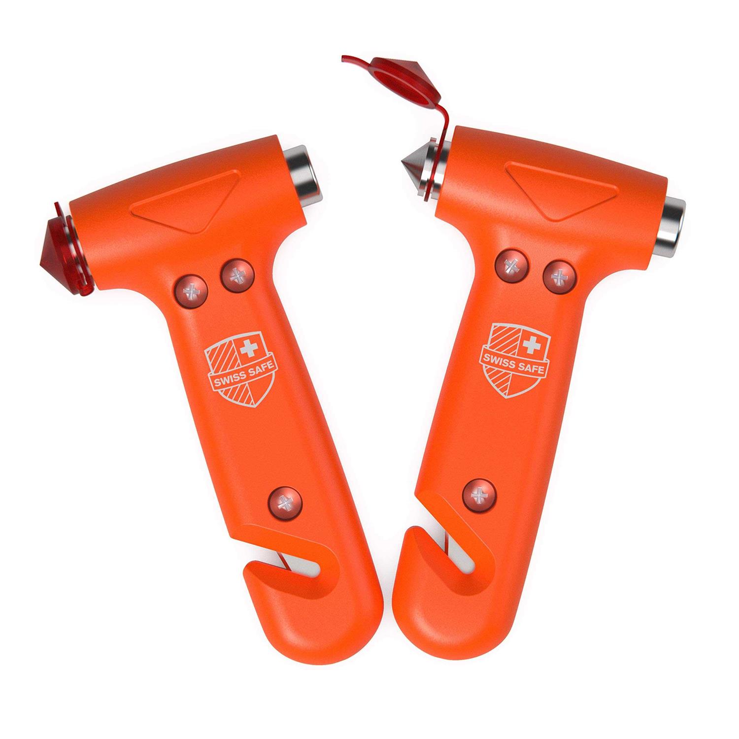 Swiss Safe 5-in-1 Car Safety Hammer, Emergency Escape Tool with Car Window Breaker and Seatbelt Cutter