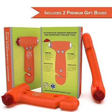 Swiss Safe 5-in-1 Car Safety Hammer, Emergency Escape Tool with Car Window Breaker and Seatbelt Cutter - Image 2