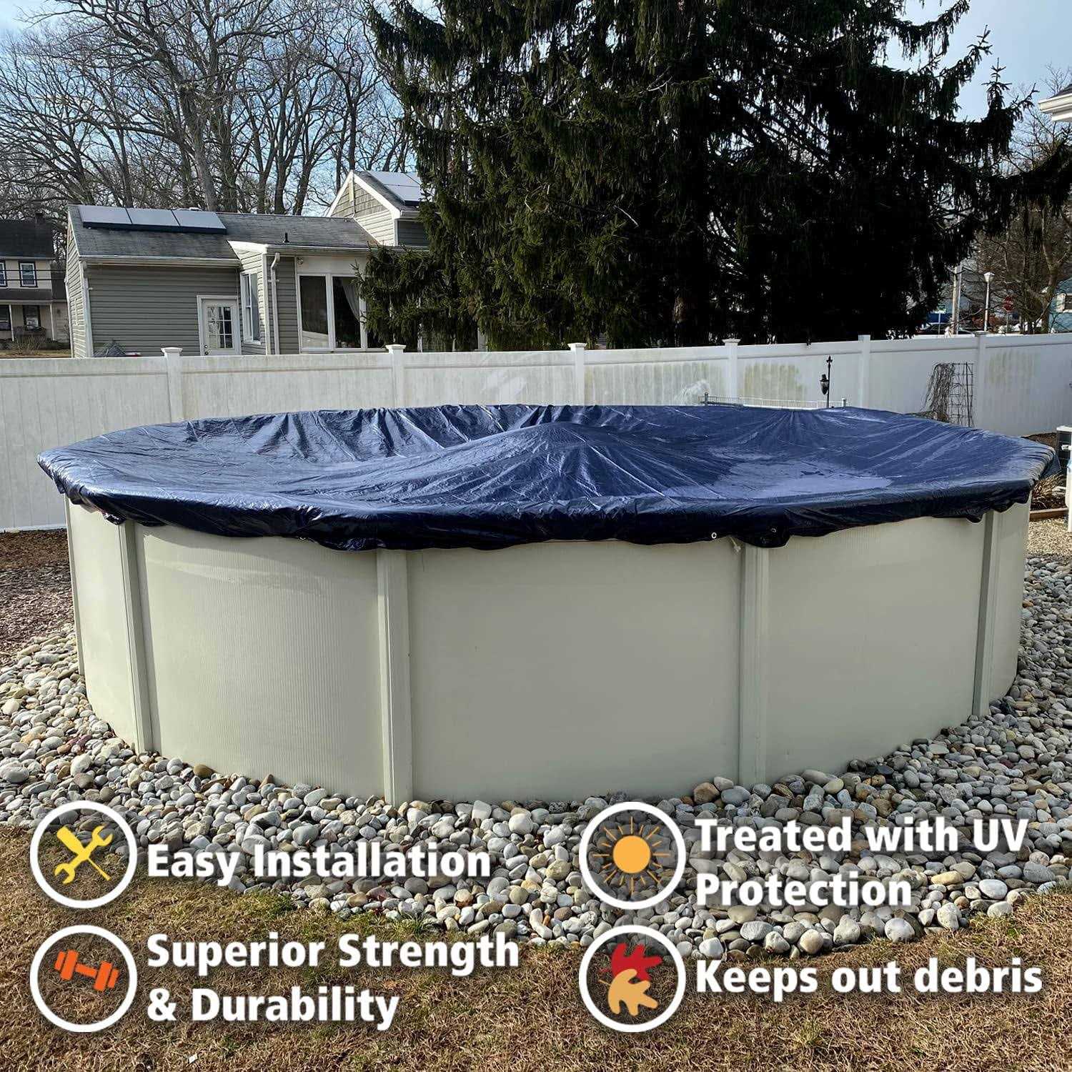Winter Block Pool Cover for Above Ground Round Pool Includes Winch and Cable - Image 4