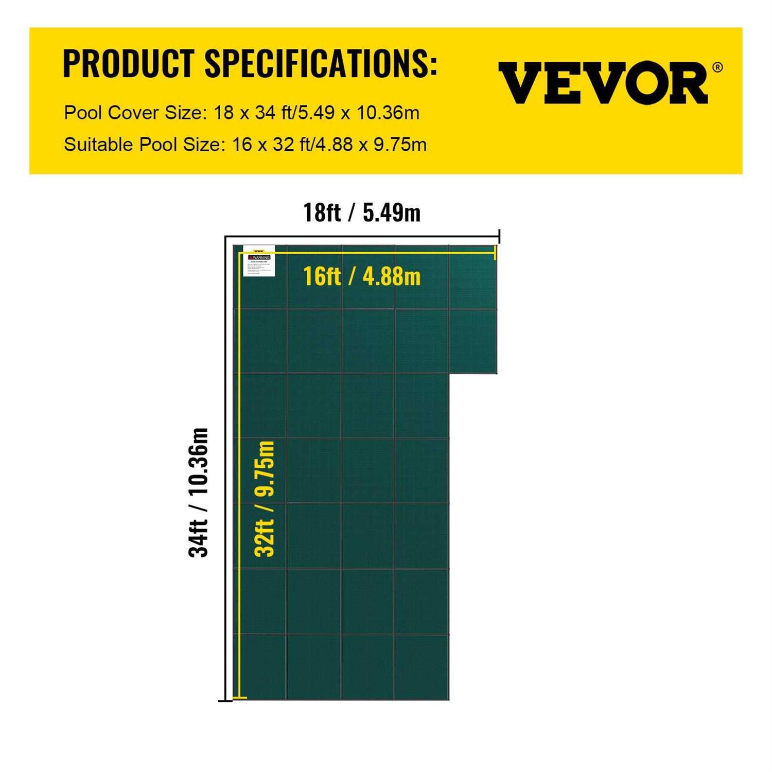 VEVOR Pool Safety Cover Rectangle Inground Safety Pool Cover YYCM - Image 2