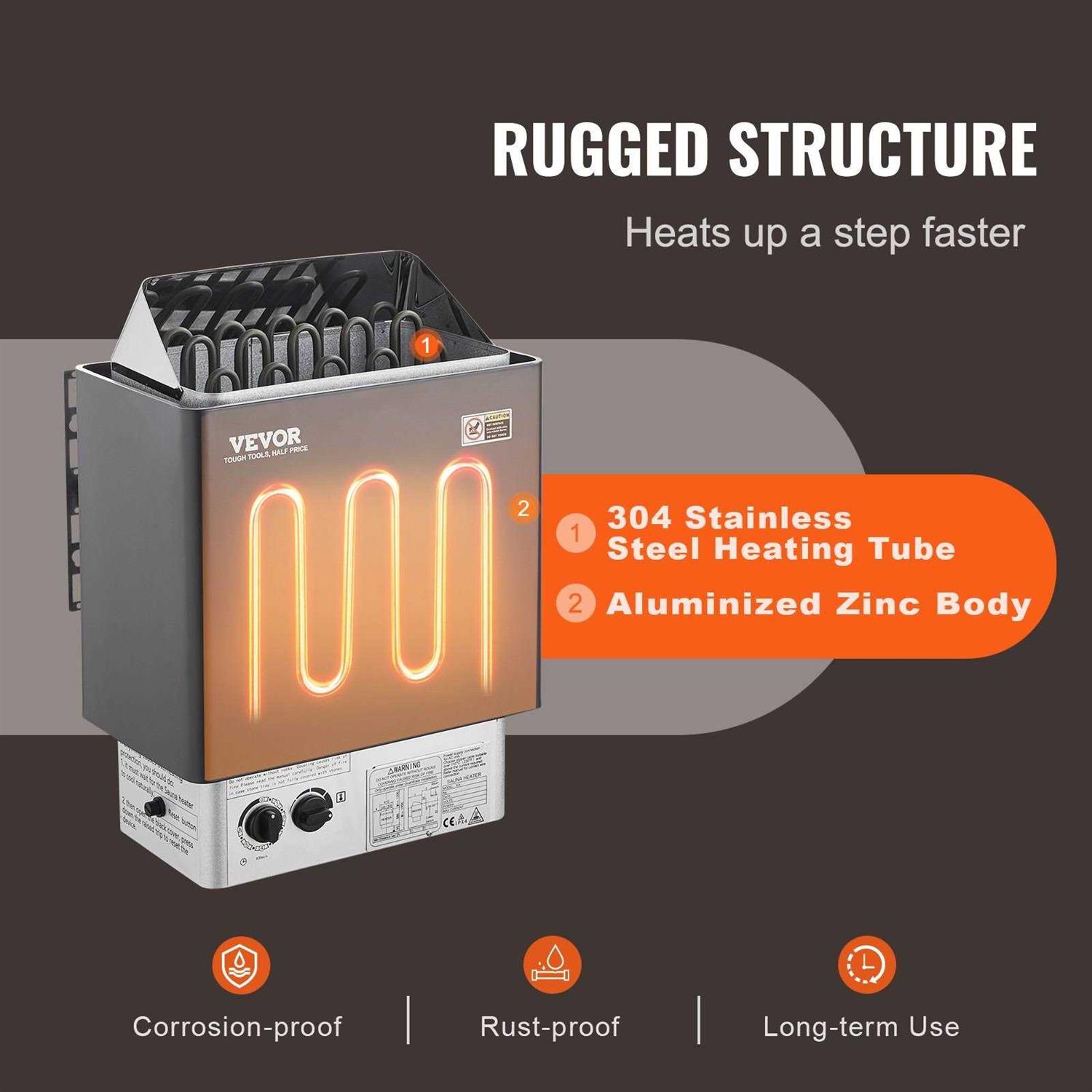 VEVOR 9KW Sauna Heater Steam Bath Sauna Heater Electric Sauna Stove 3h Timer and Adjustable Temp for Max - Image 3