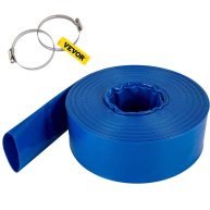 VEVOR Discharge Hose 105′ PVC Lay Flat Hose Heavy Duty Backwash Drain Hose with Clamps