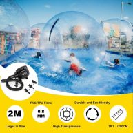 VEVOR 2M Walk on Water Walking Ball Roll Iatable Zorb Ball with German Zipper PVC 2MBXQ000000000001V1